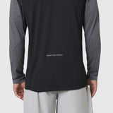 AEROSILVER® UPF50+ Run Long Sleeve in black with gray sleeves, back view on model