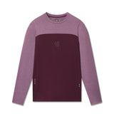 AEROSILVER® UPF50+ Run Long Sleeve in merlot and mauve, front view on model