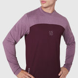 AEROSILVER® UPF50+ Run Long Sleeve in merlot and mauve colorblock, worn by model