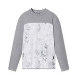 AEROSILVER® UPF50+ Run Long Sleeve in gray and white snow camo, front view on model