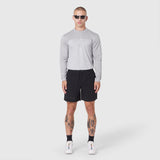 AEROSILVER® UPF50+ Run Long Sleeve in slate grey, worn by model with black shorts, front view