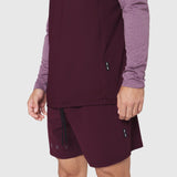Revolutional Training Short in Merlot, worn by model showing front and side view