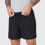 TETRA-LITE® 5" Linerless Training Short in black, worn by model, front view