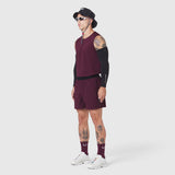 TETRA-LITE® 5" Linerless Training Short in merlot, modeled with matching long-sleeve top and socks