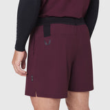 TETRA-LITE® 5" Linerless Training Short in Merlot, back view on model