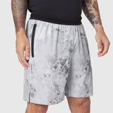 TETRA-LITE 7" Linerless Training Short in Sedona Snow Camo worn by model, front view