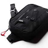 Flatlay 1231 Ripstop Crossbody Bag in black, angled view