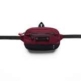 Flatlay 1231 Ripstop Crossbody Bag in crimson and black, front view