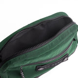 Flatlay 1231 Ripstop Crossbody Bag in Forest Green, open interior view