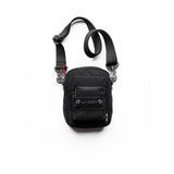 flatlay ASRV Ripstop Shoulder Bag in black, front view against white background