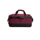 Flatlay 1234 Ripstop Duffle Bag in crimson and black, front view