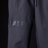 SP'20 Cargo Track Pant in charcoal gray, detail shot of leg pocket and ASRV branding