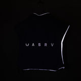 flatlay SP'22 Reversible Run Vest in black, front view with outline details