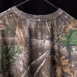flatlay Relaxed Long Sleeve tee in brown with botanical print design, front view