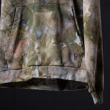 FA'19 Reverse Weave Hoodie in tan with abstract print, detail shot of interior label