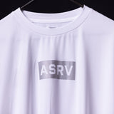 SM'23 Oversized Logo Tee in white, displayed on hanger showing front logo detail