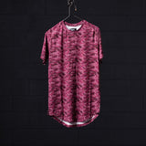 flatlay SM'20 Established Tee in burgundy camo print, front view