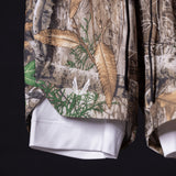 FA'23 7" Liner Short in camo with white cuff, close-up detail view