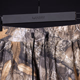FA'23 7" Liner Short in camo pattern, displayed on hanger with drawstring detail visible