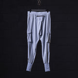 flatlay WN'22 Cargo High Rib Jogger in light blue with cargo pockets, front view