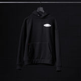 Flatlay Tech-Terry Zip Pocket Hoodie in black with Global Reach logo, front view