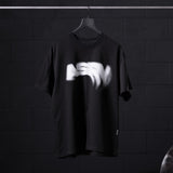 Black Tech Essential Relaxed Tee with 'Signal Lost' graphic design on hanger