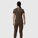 W017. Laser-Vent™ Established Tee in Dark Earth, back view on model with matching cargo pants