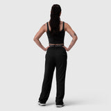 W036 Ripstop Relaxed Track Pant in black, rear view on model
