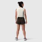 AeroSilver® Tank Top in Ivory Cream worn with black shorts, back view