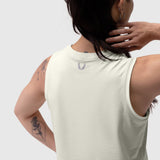 AeroSilver Tank Top in ivory cream worn by model from behind, showing back detail