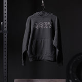 Flatlay Tech-Terry Zip Pocket Hoodie in black with ASRV outline logo, front view