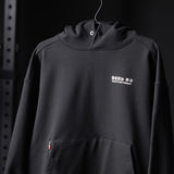 Flatlay Tech-Terry Zip Pocket Hoodie in black with Korean text graphic, front view
