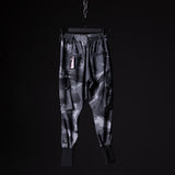 flatlay SM'20 Cargo High Rib joggers in grey camo print, front view