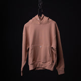 Tech Terry Eagle Hoodie in mauve, displayed on hanger against black background