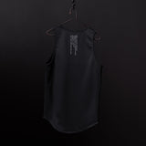 SP'20 Mesh Utility Tank in black, hung on hanger against dark background