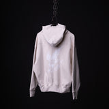 FA'22 Tech Terry Eagle Hoodie in cream, displayed on hanger against black background
