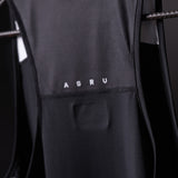 SM'19 Singlet Tank in black, close-up detail shot showing ASRU branding and fabric texture
