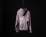 FA'22 Tech Terry Eagle Hoodie in mauve, displayed on hanger against black background