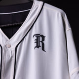 FA'21 Reversible Jersey in white being worn, detail shot of chest logo