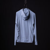 WN'22 Thermal Training Hoodie in light blue, displayed on hanger against black background