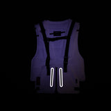 flatlay 2018 Technical Vest in purple, front view with reflective straps