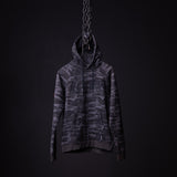 WN'19 RainPlus® Hoodie in charcoal camo, displayed on mannequin with chain detail
