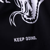 SM'23 Mesh Long-sleeve Jersey in black with white graphic design and 'Keep Going' text, detail closeup