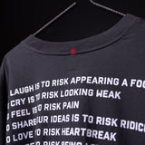 OTWR Poem Graphic Longsleeve in black, displayed on hanger showing front graphic detail