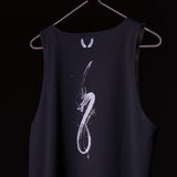 SM'23 Mesh Reversible Pinnie in black on hanger, back view with graphic design