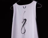 SM'23 Mesh Reversible Pinnie in white, displayed on hanger with graphic design detail