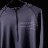 SM'18 Quarter Zip Hoodie in purple, displayed on hanger showing front with text details