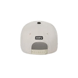 flatlay New Era 9Forty A-Frame Hat in stone and black, back view