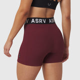 ASRV Lycra Ribbed Short in crimson worn by model, back view