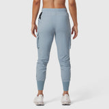 Tetra-Lite® Cargo High Rib Jogger in Light Sky, back view on model